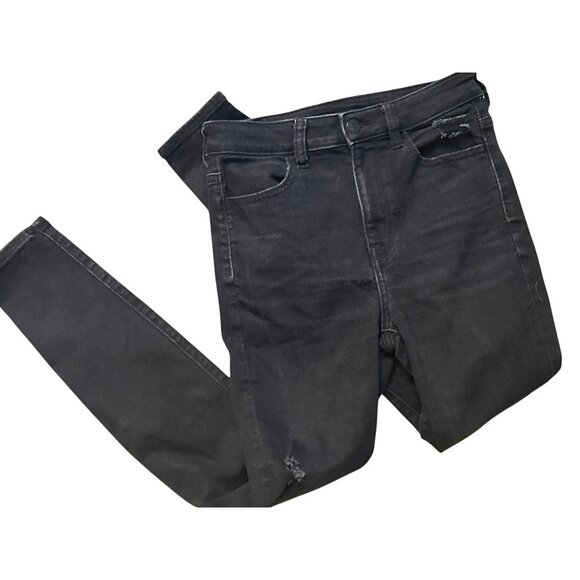 American Eagle Womens Super High Waisted Jeggings Washed Black Size 4P - Picture 3 of 6